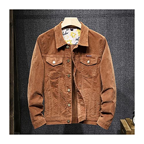FBYDLL Lose Herren Jeansjacke-Einfarbige Cord-Herbst-Jeans-Mantel,...