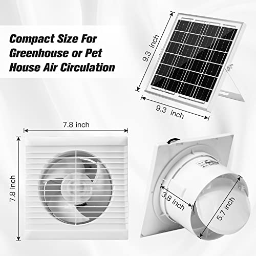 Blessny Solar Powered Exhuast Fan, 10W Solar Panel + 6 Inch High Speed Exhuast Vent Fan 195 M³/H For Outside Greenhouse, Chicken Coop, Shed, Pet House, Attic #TOP7