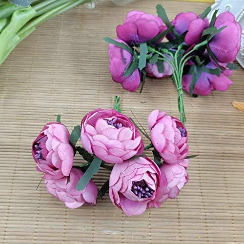 EdricShop - 6 piezas de flores artificiales de simulacao de flores de seda Pequeno Rosas Cha Sacos DIY hecho a mano Decoracao DE - (Color Frijol