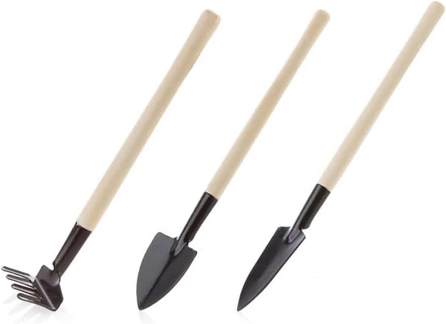 Set Regalo for Attrezzi da Giardino, Confezione da 3 Manici in Legno in Acciaio Inossidabile Bianco