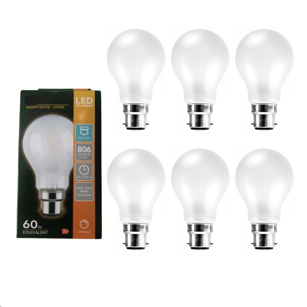 6 X LED GLS 8W BC Light Bulb LAMP Bayonet Cap Warm White DIMMABLE B22 2700K