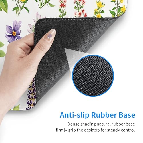 Image of Wildflower Plants Spring Extended Gaming Mouse Pad, with Stitched Edges Large Mouse Pad Desk Protector, Rubber Base Mousepad Keyboard Mouses Mat for Work Game Office Home- 32 inch X 12 inch Inch,E651