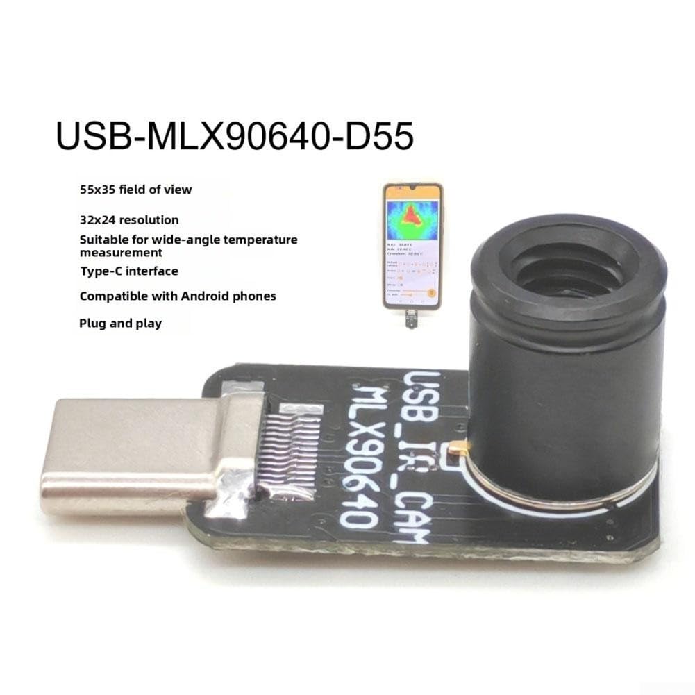 Wärmebildgerät 55° Sichtfeld für Ferndiagnose(USB-MLX90640BAA) | Berührungslose Messung, 32x24 Pixel für auflösung, schnelle Erfassung, für ideal für Elektriker