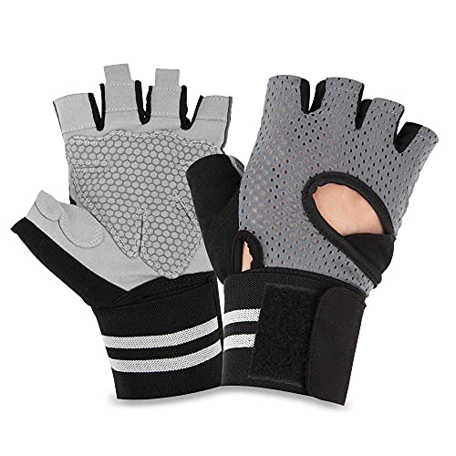 GOX Gloves Breathable Workout Gloves with Wrist Support for Gym, Exercise, Pull ups, Super Lightweight for Mens and Women, Full Palm Protection（L）