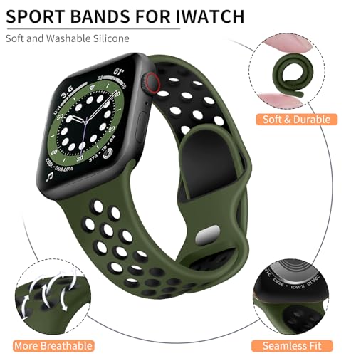 Image of Lerobo Sport Band Compatible with Apple Watch Band Ultra 49mm 45mm 44mm 42mm 41mm 40mm 38mm for Men Women,Soft Silicone Breathable Strap Sport Band for iWatch Ultra 2 SE Series 9 8 7 6 5 4 3 2 1