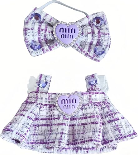 Vêtements pour Labubu 17cm : ensemble robe violette et nœud élégant
