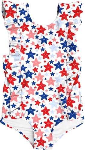 Image of RAISEVERN Baby Girls Swimsuit Ruffles Bathing Suits Cute Beach Sport Swimming Backless Summer One Piece Swimwear 2-7 Years