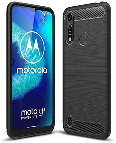 Image of NPRC Hybrid Ultra Slim Protective Case TPU Non-Slip Carbon Fiber Texture Shockproof Case Cover for Moto G8 Power LITE - Black
