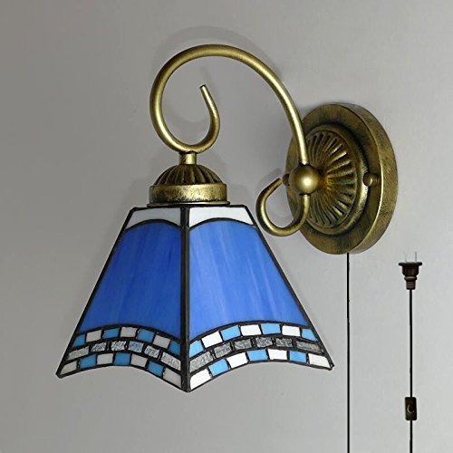 Image of Kiven Wall lamp E26 1-Light Plug-in Bulb not Included Wall Sconce Glass Shade 6 Foot Black Cord(BD0513)
