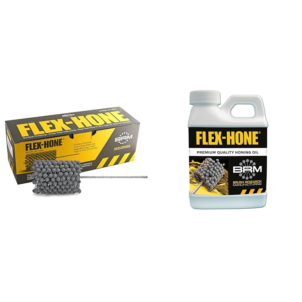 Brush Research GBD40024 FLEX-HONE®, 4" (101mm) Diameter, 240 Grit, Silicon Carbide Abrasive (Pack of 1) & Brush Research Flex-Hone Oil, 1 Quart Can (Pack of 1)
