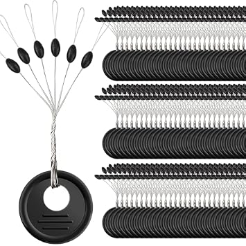 60 Pcs Fishing Leaders (Test 50 Lbs) and Fishing Rubber Bobber Peg Sinker Stopper-Small