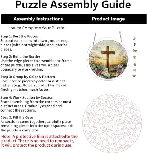 Acrylic Puzzle Suncatcher,Sun Catchers Puzzles Window Hanging for Home Decor,Cross and Wildflowers Sun Catcher Jigsaw Puzzle,DIY Gift for Women,Mom,Friends(83 Pieces,7 in) - 1