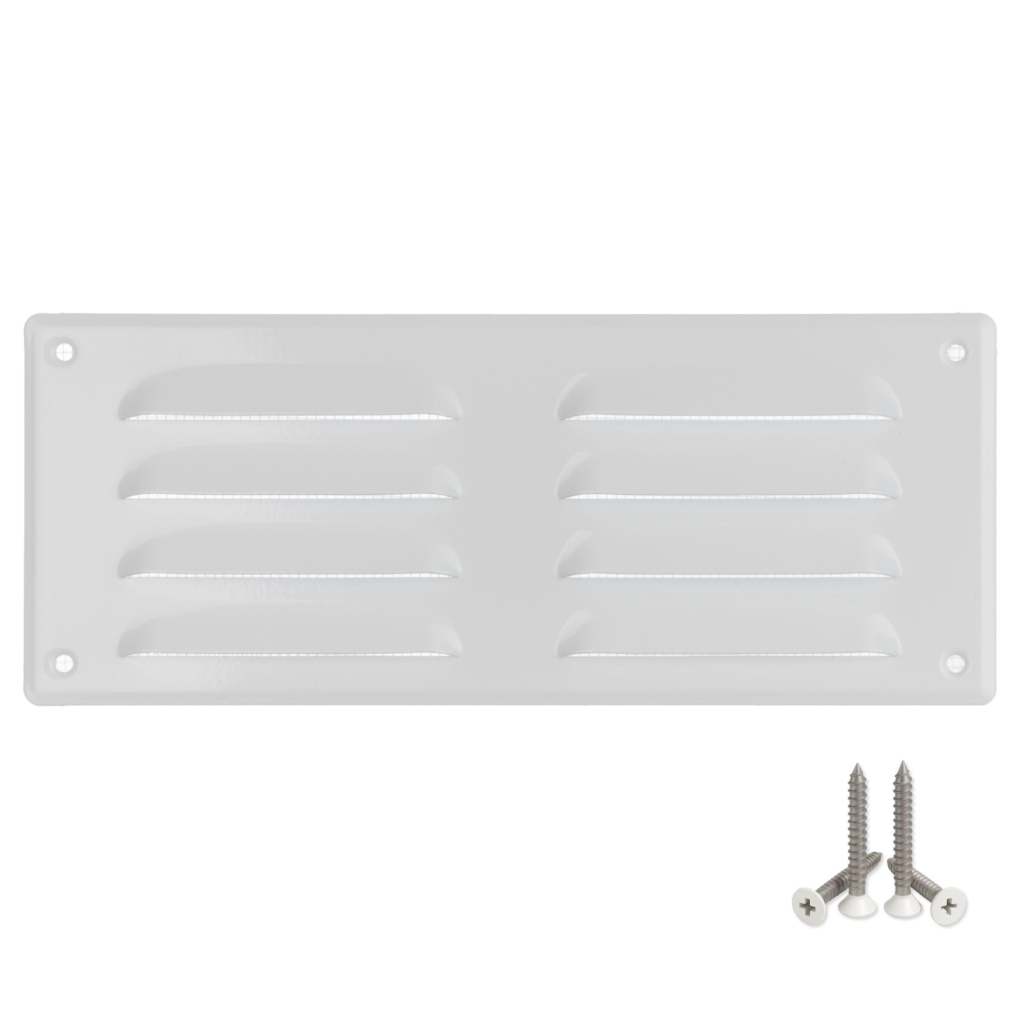 LIRAST 260x105mm / 10x4 inch White Metal Ventilation Grille - Air Vent Cover with Insect Mesh