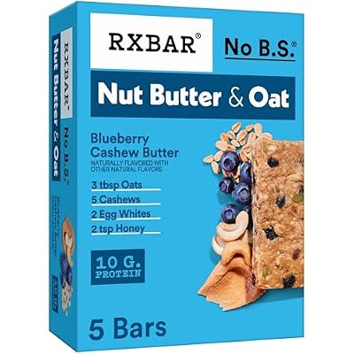 RXBAR Nut Butter And Oat Protein Bars, Protein Snacks, Snack Bars, Blueberry Cashew Butter, 9.7oz Box (5 Count)