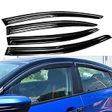 Window Deflector Compatible with 2016-2021 Honda Civic 4Dr Sedan Tape on Window Visors fit Civic Window Vent Rain Guards 3D Wavy Mugen Style