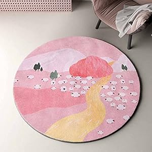 Cartoon ronde tapijt woonkamer vloerkamer kindercomputer tapijt Kinderen kruipen tapijt niet-slip kleed slaapkamer vloerkleed super zachte faux kinderen tapijt dikke ronde baby speelmat,B,Diameter 200cm