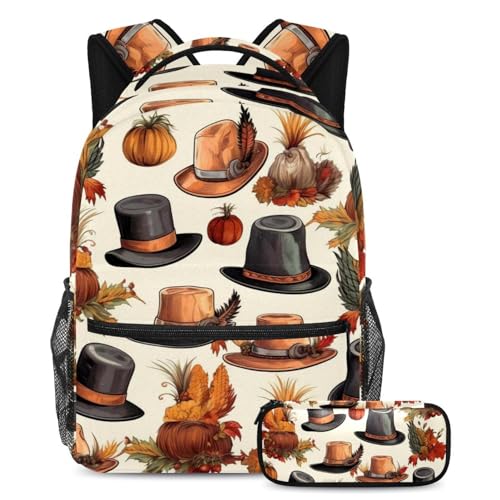 Sac d'école Thanksgiving pour enfants avec grande capacité et trousse ergonomique