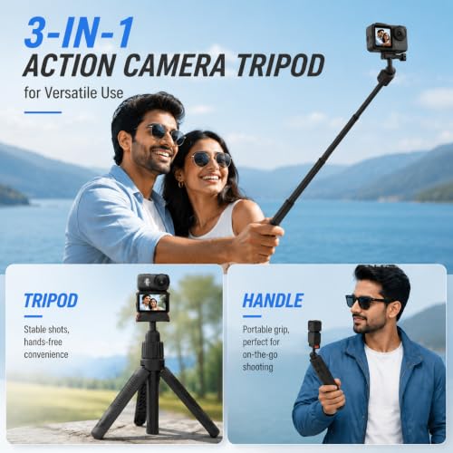 Image of ZORBES 40cm Selfie Stick Tripod Stand for Osmo Action 6 & Nano Accessories | Hands-Free Shooting, Selfie Stick and Tripod Modes, Compatible with DJI Osmo Action 6 and Nano Accessories