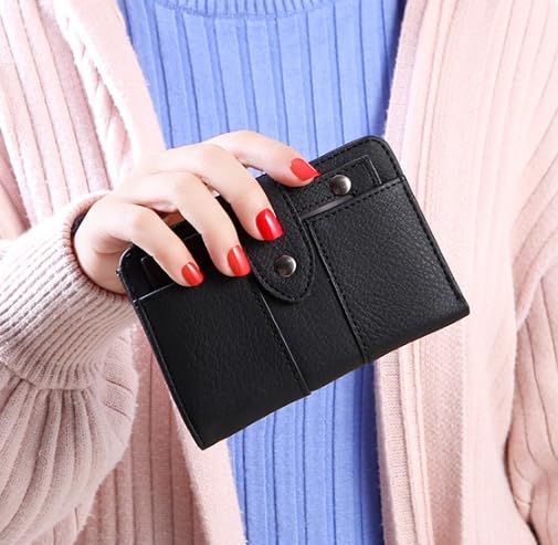 Women Small Wallet Leather Bi-Fold Multi Mini Card Holder Storage Bag Women Zipper Wallet with Foldable Wallet ID Window2