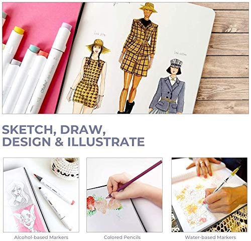 Ohuhu Caderno de desenho artístico de blocos marcadores, 19,3 x 25,4 cm, tamanho grande de papel 54,