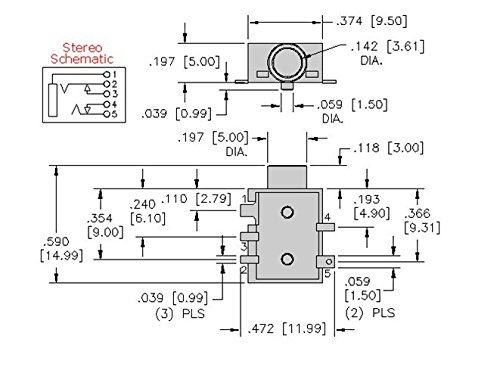 Wiring Connecting Terminals - 5 PIN 1/8" 3.5mm Stereo Jack Socket PCB SMD for 3.5MM Headphones Headset