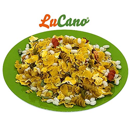 LuCano 1 kg Flocs | mit Maisflocken, Reispops, Gemüse, Nudeln usw. | Barf Flocken Mix Ergänzung | Ergänzungsfutter Mixer | Flocken-Mixer Hundefutter Hundeflocken Barfflocken mit Gemüseflocken