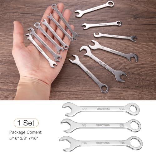 Miniatura 3 de Quarkzman Juego De Llaves Combinadas Delgadas 5 16 3 8 7 16 Acero Inoxidable 30cr13 Mini Llave Combinada Con Extremo De Caja De 12 Puntos Y Extremo A 15 Para Reparaciones De Autos