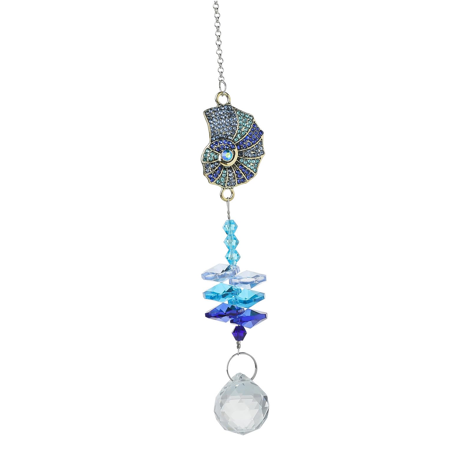 Jazuaiao Rhinestones Crystal Jellyfish Hanging Pendant Suncatchers for Home Christmas Wedding Interior Ornament Gift Crystal Beads Tassels