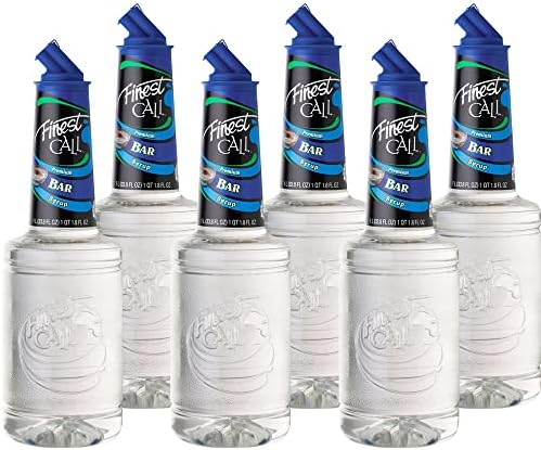 Finest Call Premium Bar/Sugar Syrup Mix, 1 Liter Bottle (33.8 Fl Oz), Pack of 6