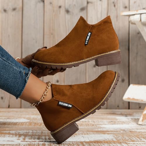 Bottines courtes à talon bloc avec fermeture éclair confortable