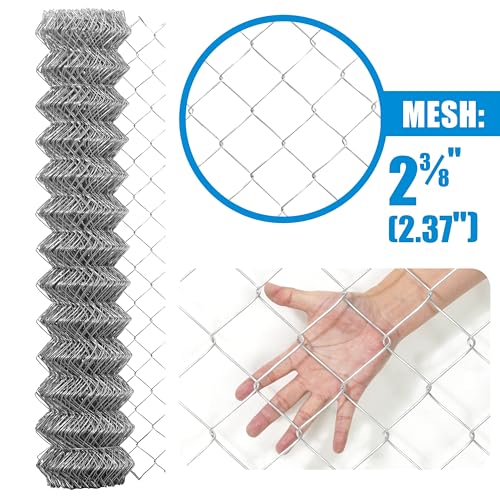 CAPHAUS Galvanized Steel 11.5 Gauge Chain Link Fencing Wire Roll, Galvanized Fence Fabric, Diamond Mesh Size 2-3/8 Inch (60 inch x 50ft.)