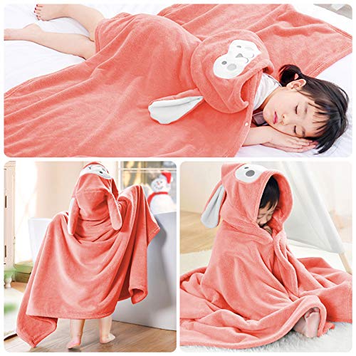 Image of ROMASA Baby Bath Towel Hooded Ultra Soft Towel Highly Absorbent Bathrobe Blanket Toddlers Shower Gifts for Boys Girls- 27.5 inch x 55 inch (Pink)