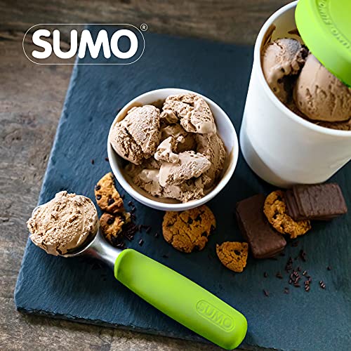 SUMO Ice Cream Scoop - Easy Grip Handle, Solid Stainless Steel Ice Cream Scooper, Dishwasher-Safe (Green)