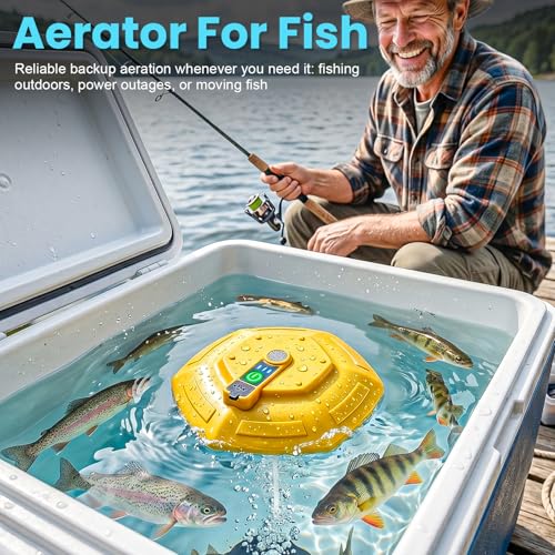 Image of Floating Bait Bucket Aerator, IPX7 Waterproof & Rechargeable Oxygen Pump, Ultra-Quiet Live Bait Bubbler with Type-C Charging, Portable Floating Aerator for Fishing Outdoor Fish Accessories