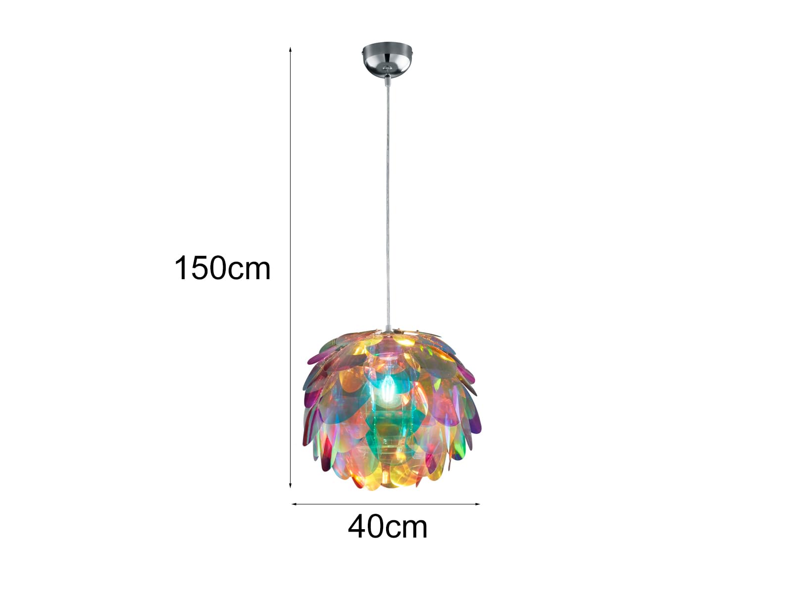 Reality Leuchten R30401069 Clover, lampa wisząca, akryl, E27, chrom, 40 x 40 x 150 cm