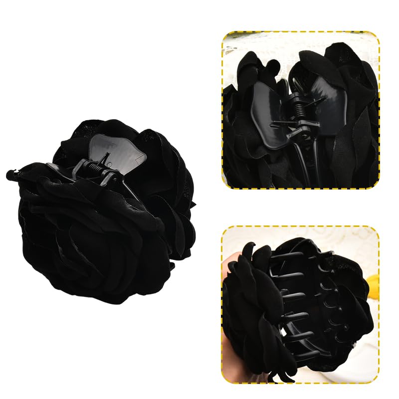 Pinza para el cabello tipo garra Black Rose para mujeres y niñas con diseño de flor hawaiana miniatura 4