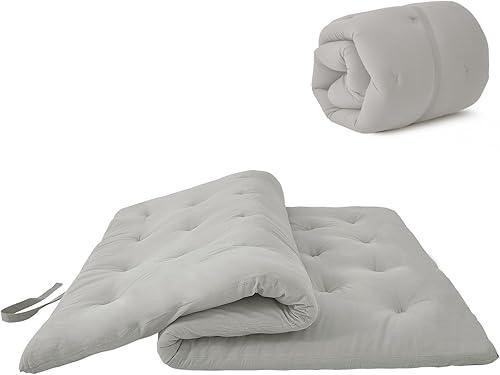 ZonLi Colchón de futón japonés tamaño matrimonial de 54 x 80 pulgadas, 100% algodón, tapete plegable de tatami, tapete portátil para dormir, tumbona