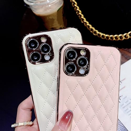 Housse en cuir souple anti-choc lattice rose pour iPhone 12 ajusté
