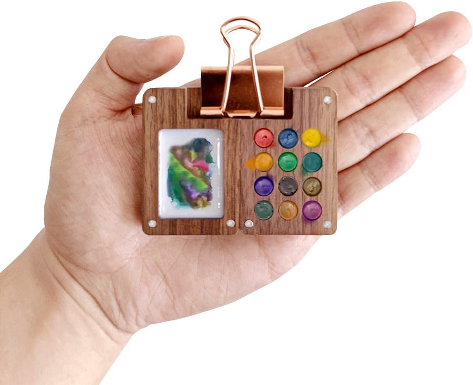 Amazon.com: LQKUMJG 12 Grid Portable Sketchbook Palette, Wooden Colour ...