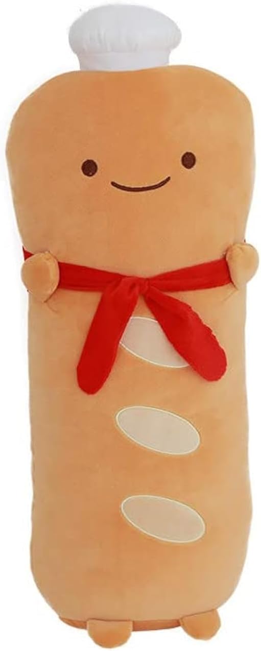 JOSON Toast Bread Plush Pillow, Soft and Interesting Food Plush Sofa Cushion with red Scarf, Suitable for Birthday, Valentine's Day (Long Toast)