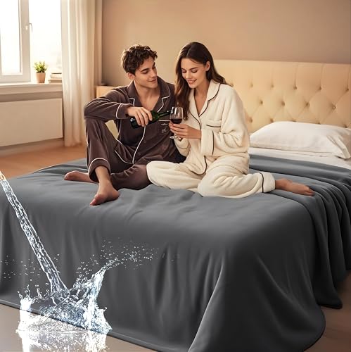 Hyde Lane Waterproof Blanket for Bed Intimacy – Stain-Resistan and Absorbent Throw for Sofa – Protects Beds from Splashes – 60 x 80 inch, Grey