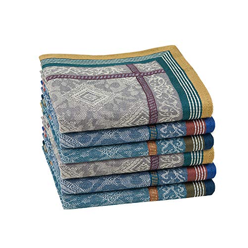 HOULIFE Homme Mouchoir Tissu en 100% Cotton Doux Bleu Rétro Lot de 3/6 Pièces, 16.73x16.73’’/42.5x42.5cm (Mixte - 6 Pièces) Cover