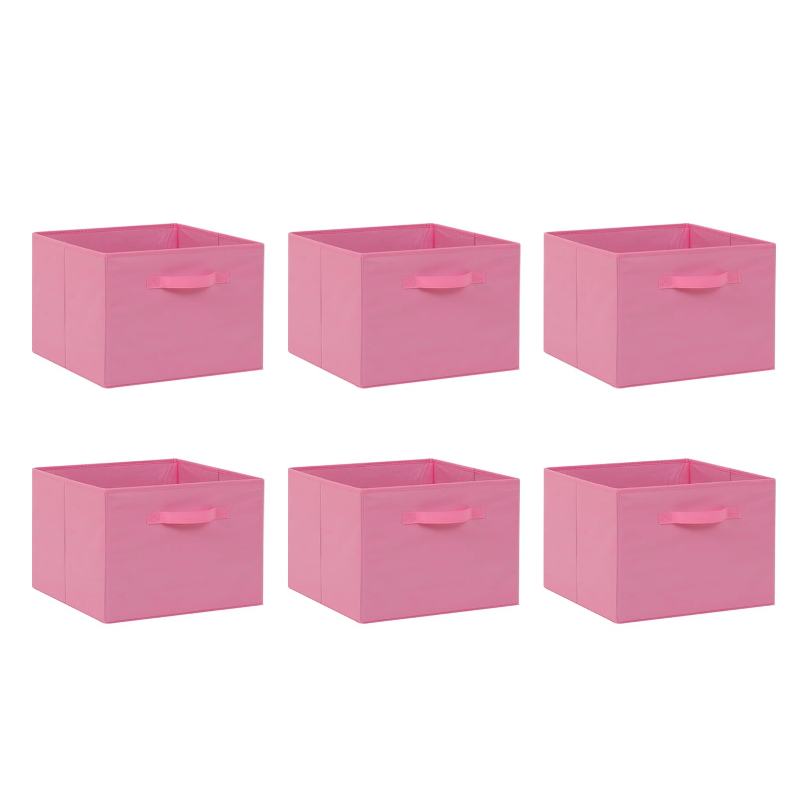 Pack of 2/4/6 Non-Woven Fabric Unit Storage Cubes Boxes Foldable Collapsible Storage Organizer Basket Bins with Handle for Wardrobe Clothes Toys Bedroom Living Room (Pink 38*30cm, Pack of 6)