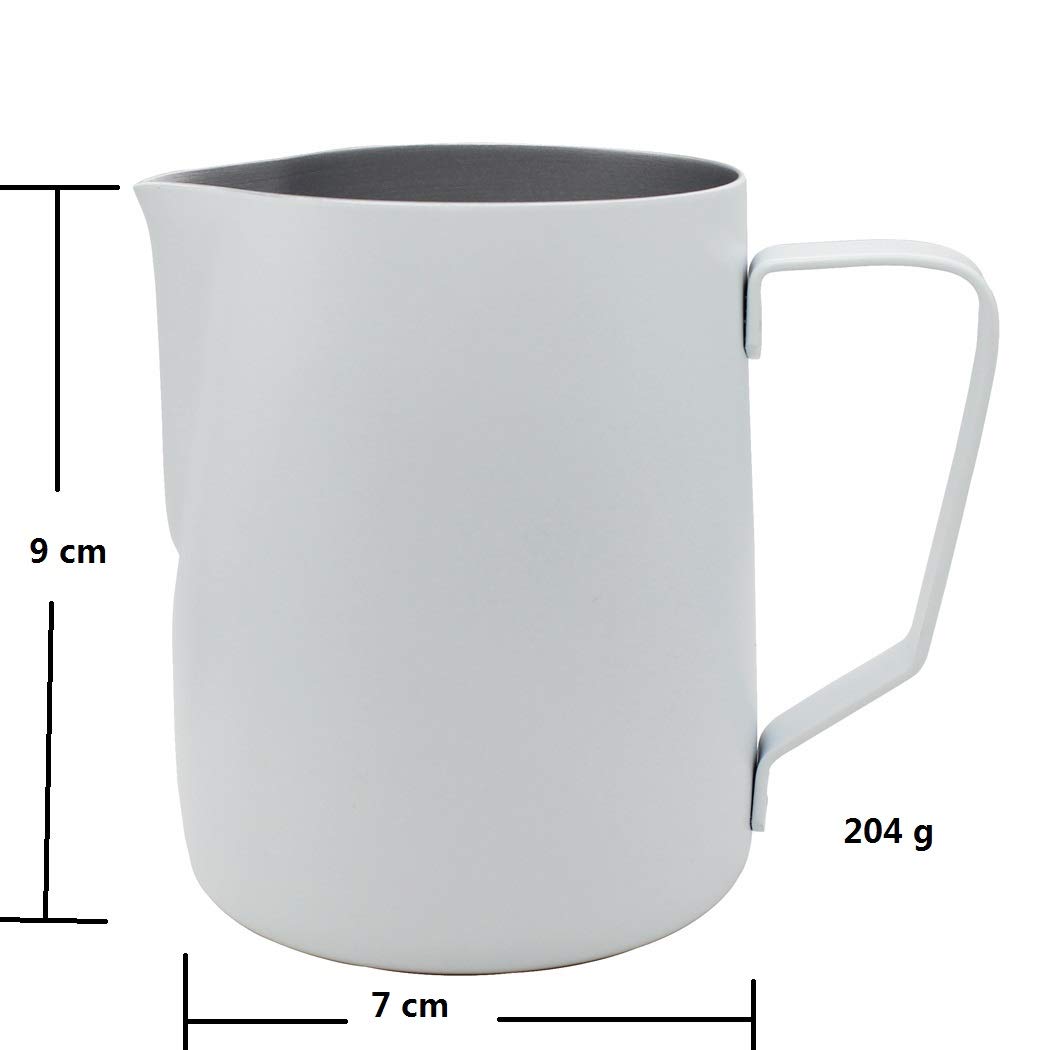 Abcsea 1 Piece Stainless Steel Milk Frothing Pitcher Jug, Milk Frother jug, Milk Foaming Jug for Coffee and Latte Art White 350ml/12oz - Image 2
