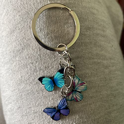 Meimimix Butterfly Enameled Charms Keychain Chain Tassel Key Chain Key Ring Keyring For Women Girls (Blue) #TOP3