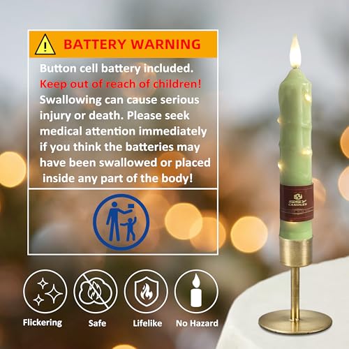 XINAOBAOLUO 6.5 inch Green Flameless Candle with String Light Window Candles with Remote Timer Battery Operated Taper Candle LED Taper Candles Set of 4 by XINAOBAOLUO - Used condition - Image 9