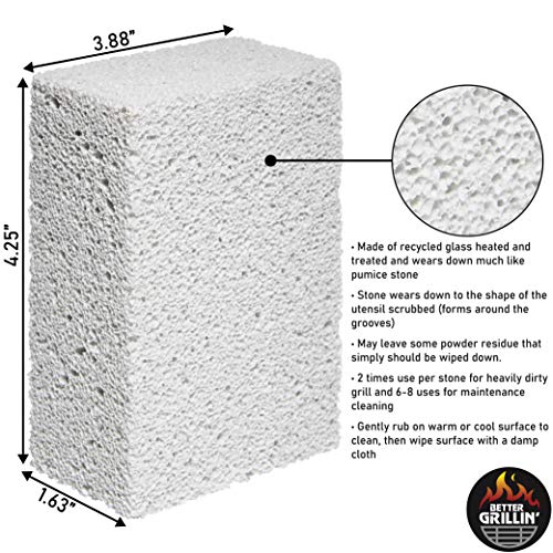 Better Grillin Barbecue Grill Scrubbing Stone, Bbq Grill Brick Cleaner, Griddle Stone Cleaning Block, Bbq Tools, Cleaning Block For Barbeque Grill, Grill Tools For Outdoor Grill, 2 Count (23821) #TOP1