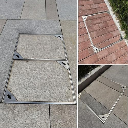 Invisible Galvanized Recessed Manhole Cover with Stainless Steel Frame, 60x60x5cm Block Paving Inspection Lid for Garden, Driveway & Patio Solutions