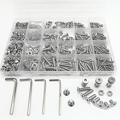Assortiment Vis 1060 pcs / boîte M2 M3 M4 M5 Vis de douille hexagonale Ensemble 304 en acier inoxydable plate coiffe de la tête vis à tête boulonnière noix de joint et costume de clé Jeu De Vis éCrous