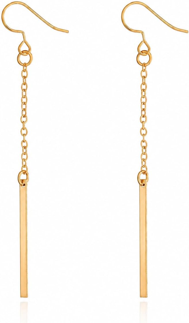Women Earrings Gold Long Drop Dangle Simple Dainty Bar Earring Ear Chain for Women